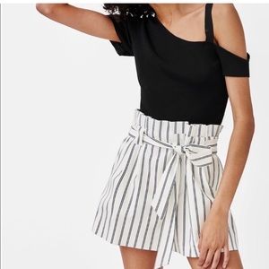ZARA BERMUDA PAPER BAG STRIPED SHORTS BRAND NEW WITH TAGS XS